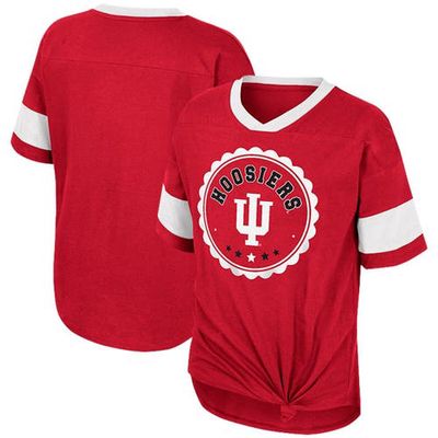 Girls Youth Colosseum Crimson Indiana Hoosiers Tomika Tie-Front V-Neck T-Shirt