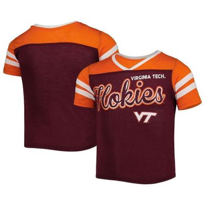 Girls Youth Colosseum Maroon Virginia Tech Hokies Practically Perfect Striped T-Shirt