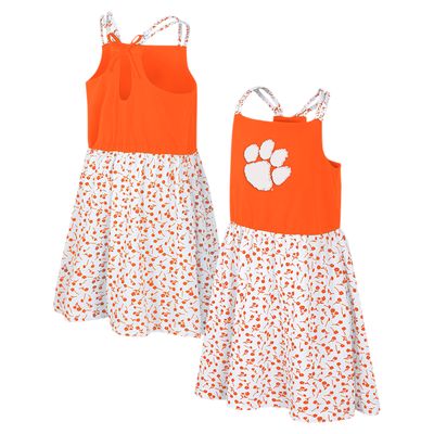 Girls Youth Colosseum Orange/White Clemson Tigers Robin Floral Dress