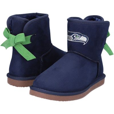 Girls Youth Cuce Seattle Seahawks Low Team Ribbon Boots in Navy