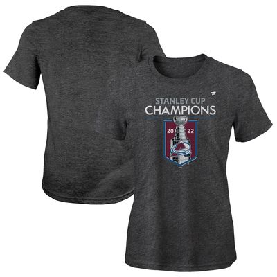 Girls Youth Fanatics Branded Heathered Charcoal Colorado Avalanche 2022 Stanley Cup Champions Locker Room T-Shirt