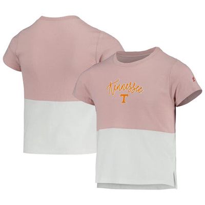 Girls Youth League Collegiate Wear Pink/White Tennessee Volunteers Colorblocked T-Shirt