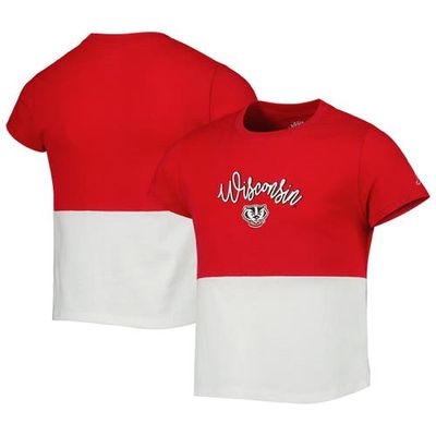 Girls Youth League Collegiate Wear Red/White Wisconsin Badgers Colorblocked T-Shirt