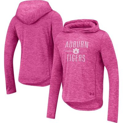 Girls Youth Under Armour Pink Auburn Tigers Twist Tech Pullover Hoodie