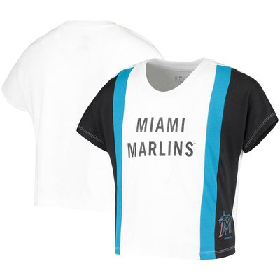 Girls Youth White/Black Miami Marlins As If Cropped Boxy T-Shirt