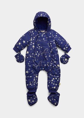 Girl's Zodiac Constellations-Print Snowsuit, Size 6M-18M