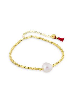 Giselle 14K Gold-Plated & Freshwater Pearl Chain Bracelet