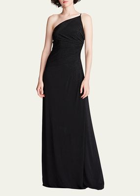 Giselle One-Shoulder Rhinestone Jersey Gown