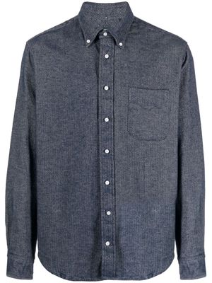 Gitman Vintage herringbone-pattern flannel shirt - Blue