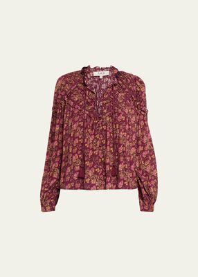Giulia Floral Ruffled Button-Front Top
