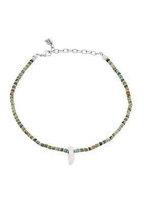 Giulia Silvertone, Seed Bead, & Shell Pendant Necklace