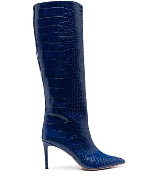 Giuliano Galiano 85mm crocodile-embossed leather boots - Blue