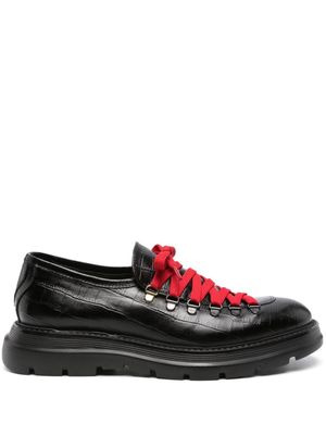 Giuliano Galiano embossed-crocodile leather Derby shoes - Black