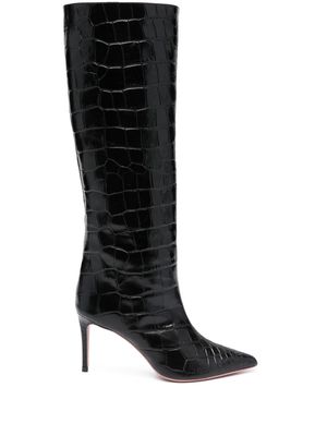 Giuliano Galiano Lara 80mm crocodile-embossed leather boots - Black