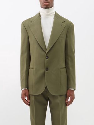 Giuliva Heritage - Alfonso Single-breasted Wool-drill Suit Blazer - Mens - Green