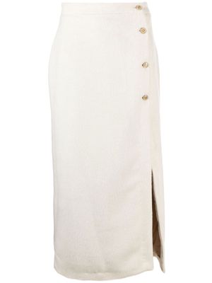Giuliva Heritage brushed-effect buttoned skirt - White