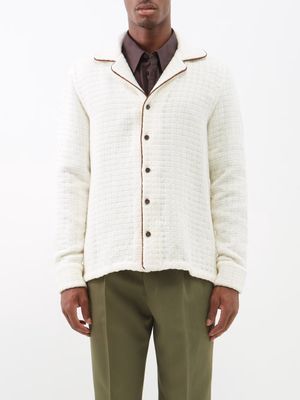 Giuliva Heritage - Giulio Piped-edge Wool Cardigan - Mens - White Multi