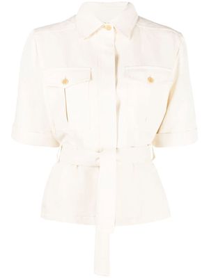 Giuliva Heritage short-sleeve silk-linen shirt - White