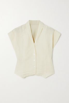 Giuliva Heritage - The Adelaide Perforated Linen And Cotton-blend Shirt - Ecru