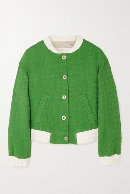 Giuliva Heritage - The Hailey Two-tone Wool-blend Bouclé-tweed Bomber Jacket - Green