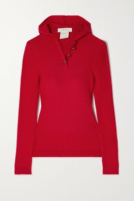 Giuliva Heritage - The Heloise Cable-knit Wool Hoodie - Red