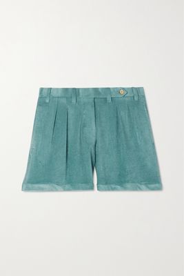 Giuliva Heritage - The Husband Pleated Modal-blend Terry Shorts - Blue