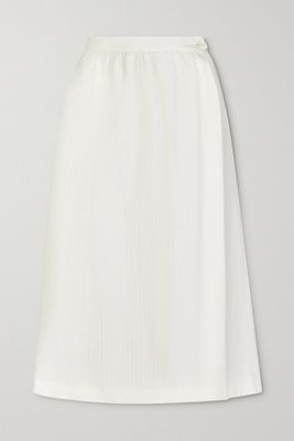 Giuliva Heritage - The Isabella Herringbone Cotton And Cashmere-blend Midi Wrap Skirt - Ivory