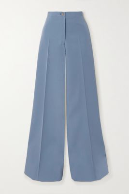 Giuliva Heritage - The Leila Wool-drill Wide-leg Pants - Blue