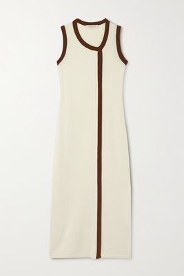 Giuliva Heritage - The Lisa Two-tone Cotton-blend Midi Dress - Ecru