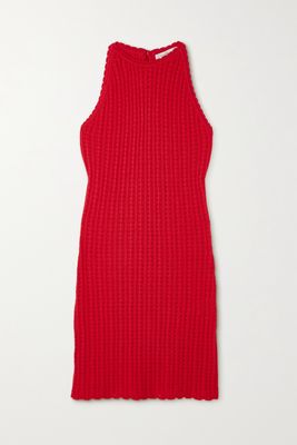 Giuliva Heritage - The Lola Pointelle-knit Cotton Mini Dress - Red