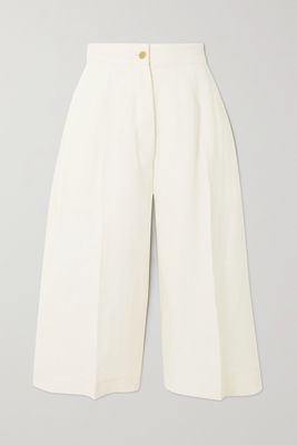 Giuliva Heritage - The Serafina Pleated Linen Wide-leg Culottes - White