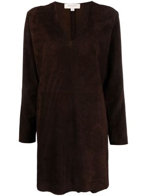 Giuliva Heritage V-neck leather minidress - Brown