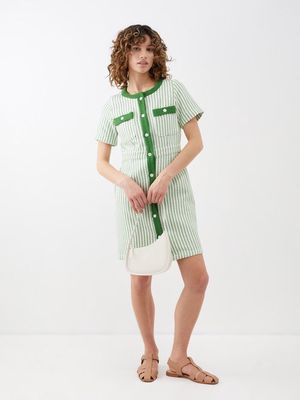 Giuliva Heritage - Vera Striped Buttoned Cotton Dress - Womens - White Green
