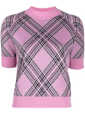 Giuseppe Di Morabito argyle intarsia-knit merino wool top - Pink