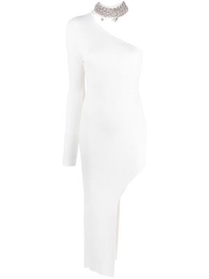 Giuseppe Di Morabito asymmetric ribbed-knit midi dress - White