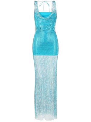 Giuseppe Di Morabito crystal-embellished cowl-neck crocheted maxi dress - Blue