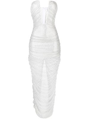 Giuseppe Di Morabito crystal-embellished mesh long dress - White