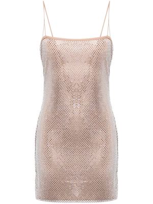 Giuseppe Di Morabito crystal-embellished mesh mini dress - Neutrals