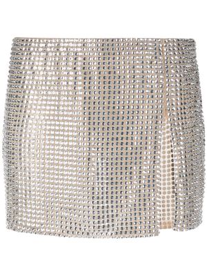 Giuseppe Di Morabito crystal-embellished slit miniskirt - Silver