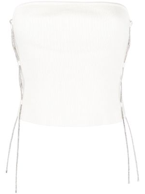 Giuseppe Di Morabito crystal-embellished strapless ribbed top - White