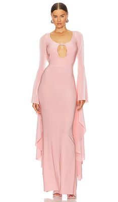 GIUSEPPE DI MORABITO Drape Sleeve Maxi Dress in Rose