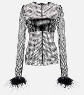 Giuseppe di Morabito Embellished feather-trimmed net top