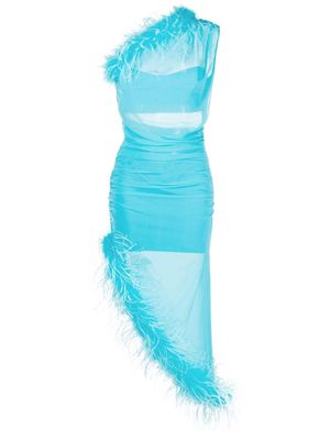 Giuseppe Di Morabito feather-detail asymmetric dress - Blue