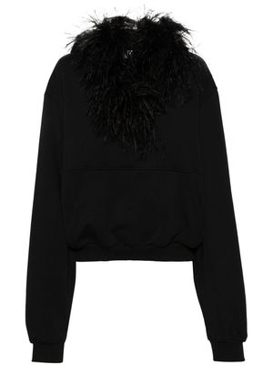 Giuseppe Di Morabito feather-detailed cropped hoodie - Black