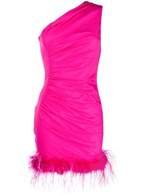Giuseppe Di Morabito feather-trim ruched minidress - Pink