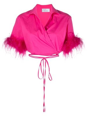 Giuseppe Di Morabito feather-trim wrap top - Pink