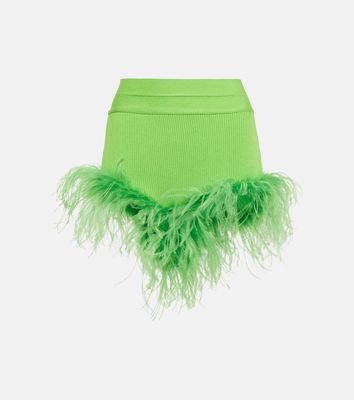 Giuseppe di Morabito Feather-trimmed knitted shorts