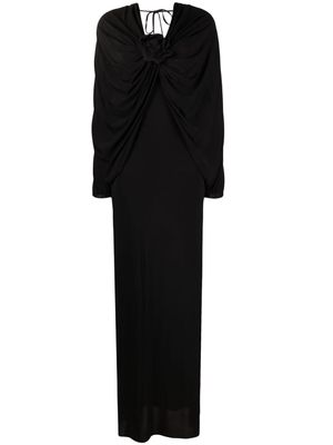 Giuseppe Di Morabito floral-appliqué draped maxi dress - Black