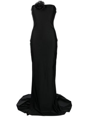 Giuseppe Di Morabito floral-appliqué strapless gown - Black