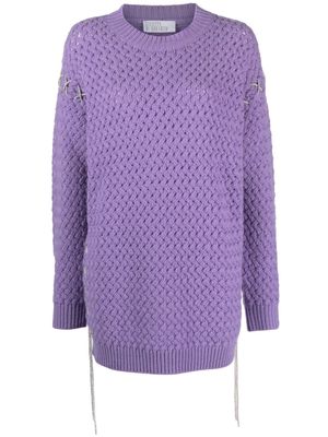 Giuseppe Di Morabito lace-up open-knit dress - Purple